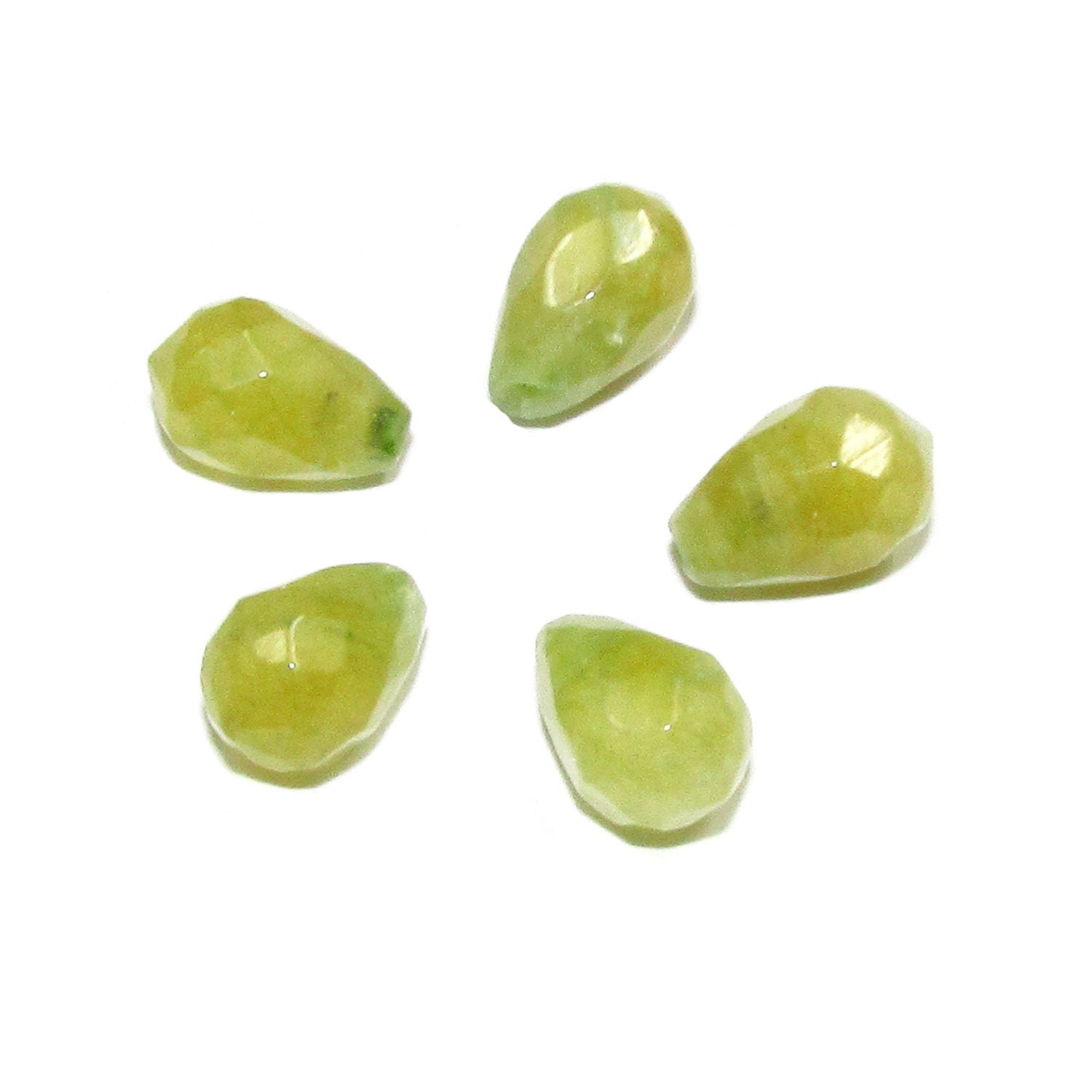 Natural jade Teardrop faceted half drilled Beads size 10x6 mm, Natural jade beads, Matched Half Drilled Beads, Jewelry making - 1 piece