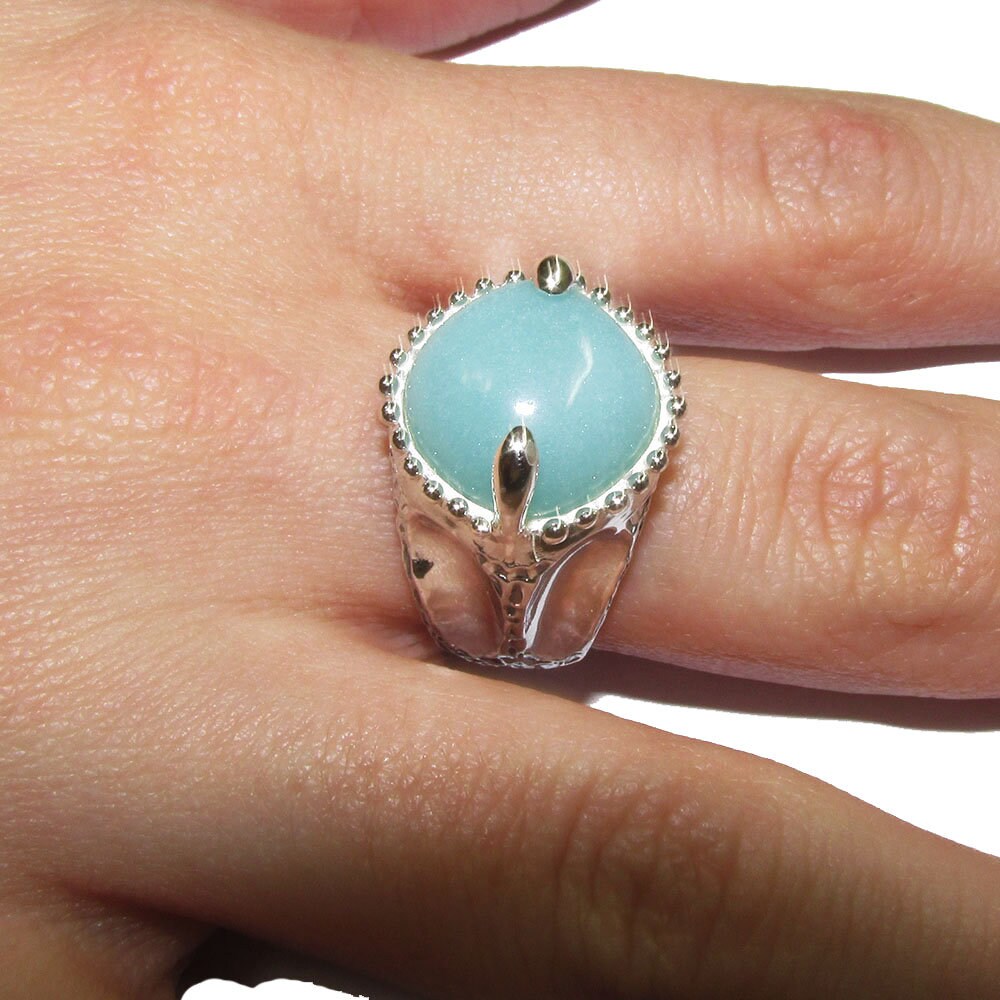 Amazonite ring 925 sterling silver size 6, Handmade ring, single copy, sterling silver, Amazonite, silver ring, gemstone, ring, Turquoise