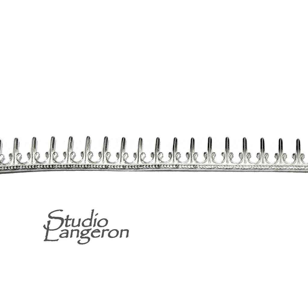 935 Argentium Silver Bezel wire, Gallery wire, Gallery ribbon, Gallery pattern, Jewelry making, Setting, Silver wire - 4 inch (10 cm)