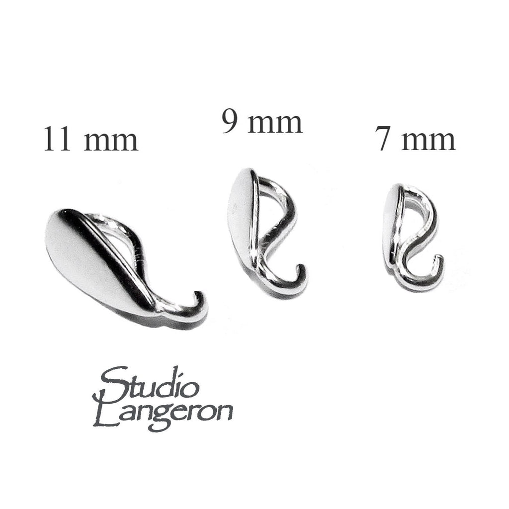 925 Sterling Silver Teardrop Pendant Bails with Hidden Loop size 7, 9, 11 mm, sterling silver Bail, Jewelry making, Bail finding - 1 piece