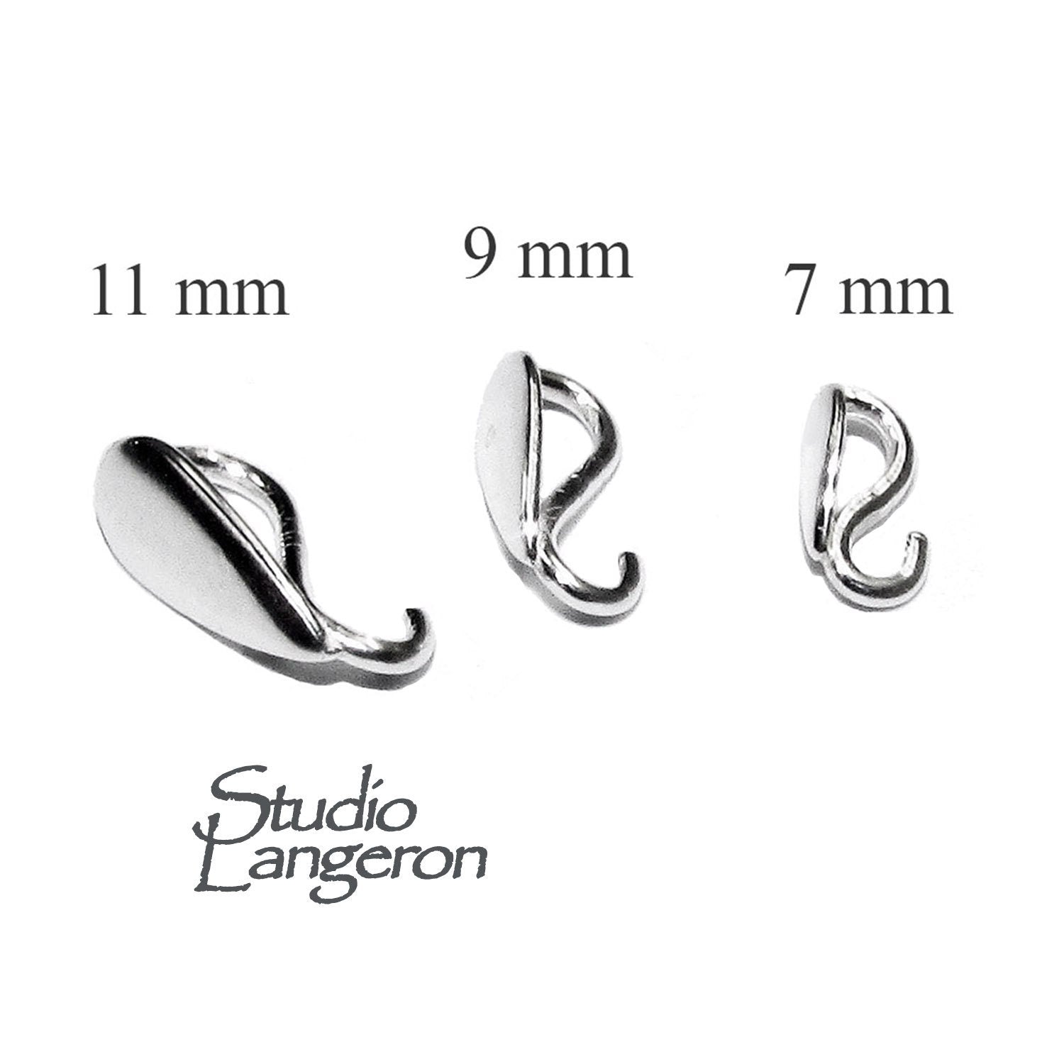 925 Sterling Silver Teardrop Pendant Bails with Hidden Loop size 7, 9, 11 mm, sterling silver Bail, Jewelry making, Bail finding - 1 piece