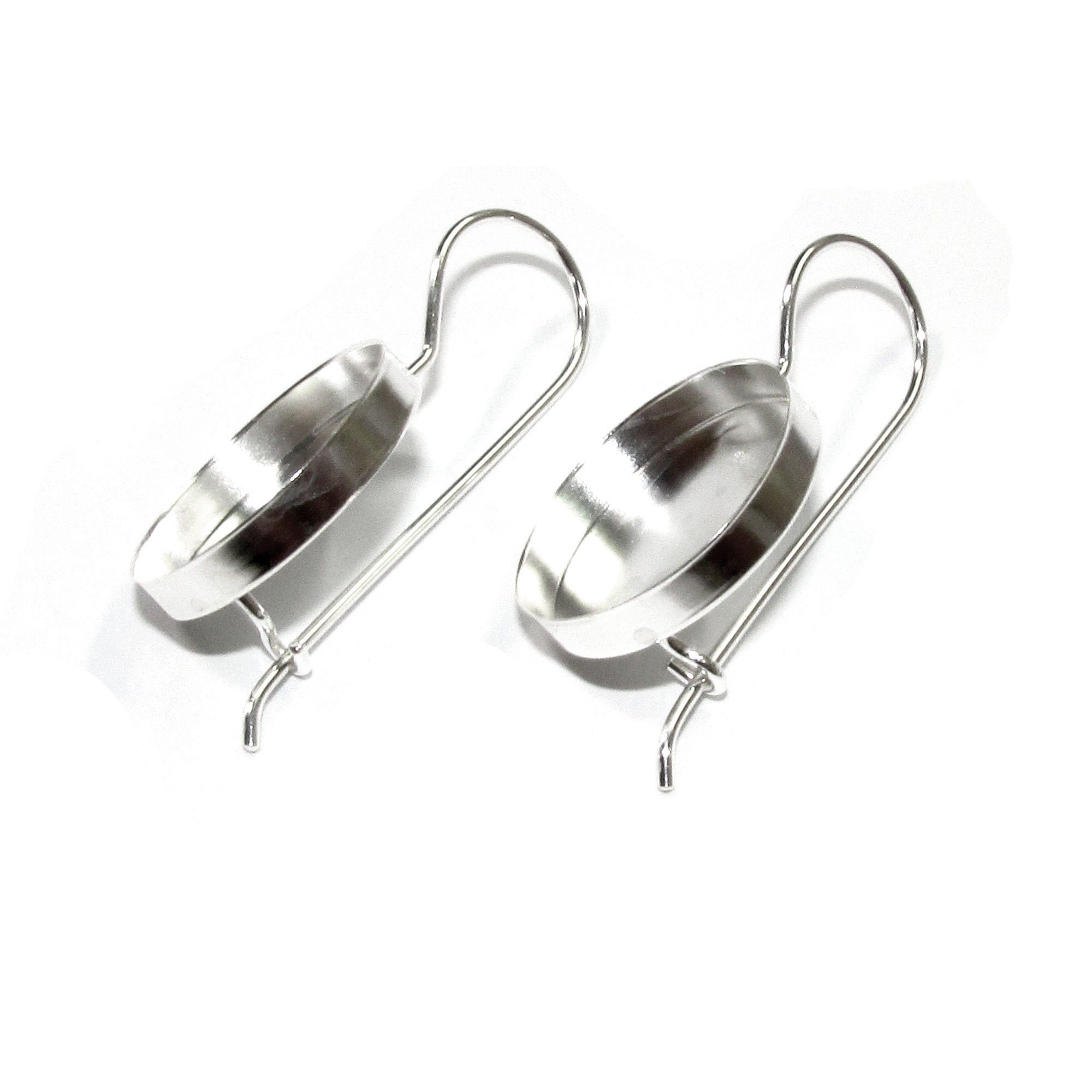 18 mm size 925 sterling silver blank earrings with bezel cup, setting, bezel cup, base earrings, jewelry making - 1 pair (2 pieces)