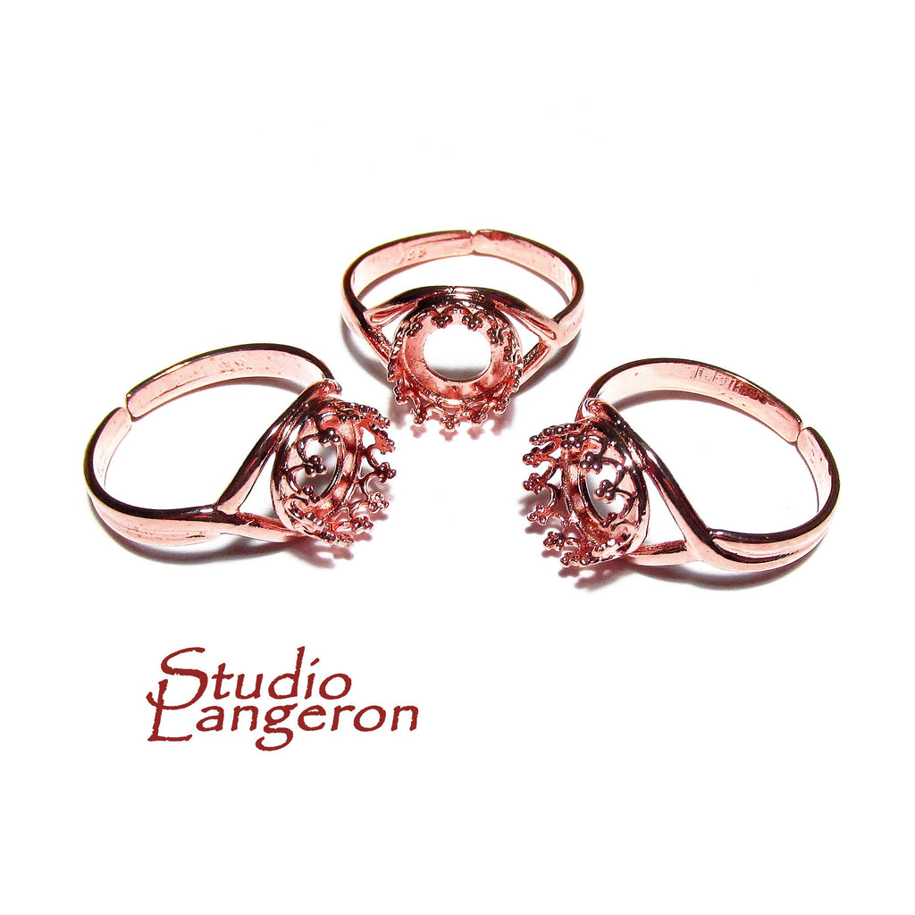 14K Rose gold filled open blank ring with bezel cup 8 mm, base ring, Rose Gold filled, bezel cup, ring gold filled, setting, ring - 1 piece