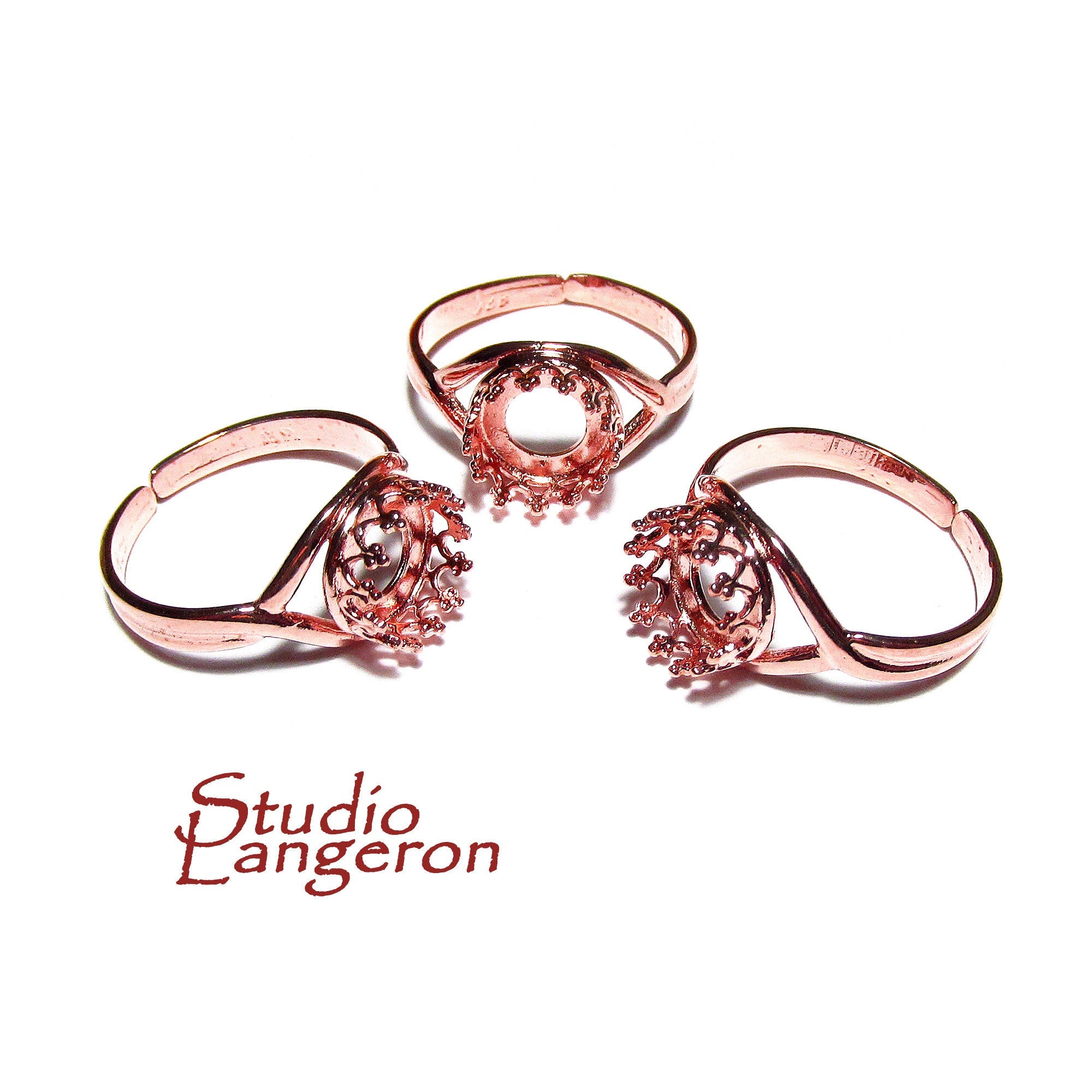 14K Rose gold filled open blank ring with bezel cup 8 mm, base ring, Rose Gold filled, bezel cup, ring gold filled, setting, ring - 1 piece