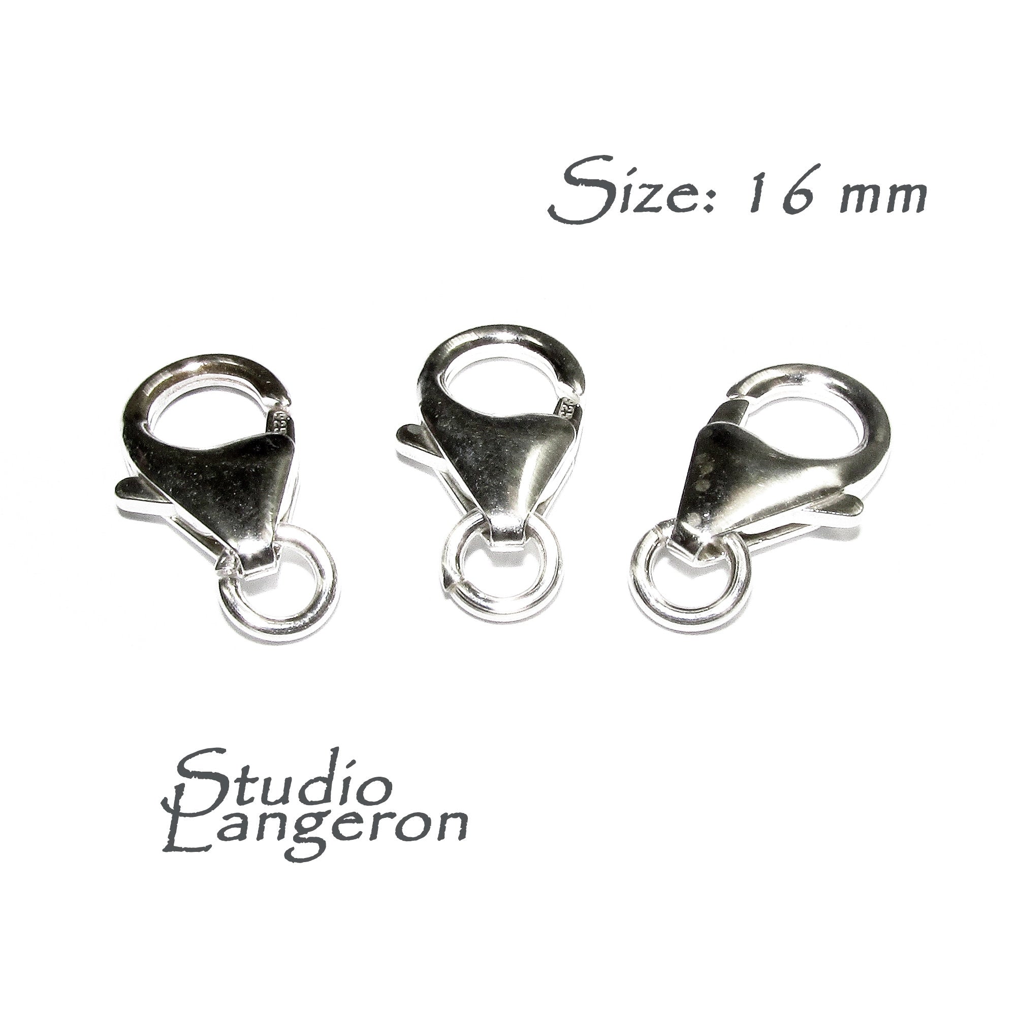 3 pcs/Pkg 925 Sterling Silver Teardrop Lobster Clasp with ring sizes 16 mm, Silver clasps, Lobster clasp, Sterling silver, Jewelry making