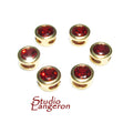 14K yellow gold filled decorative round beads with garnet size 5.4x3.2 mm, Jewelry making, Gold filled beads, garnet - 1 piece