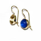 14K Solid gold blank earrings with bezel cup 10 mm, Jewelry making, Setting, bezel cup, base earrings, Earrings mounting - 1 pair (2 piece)