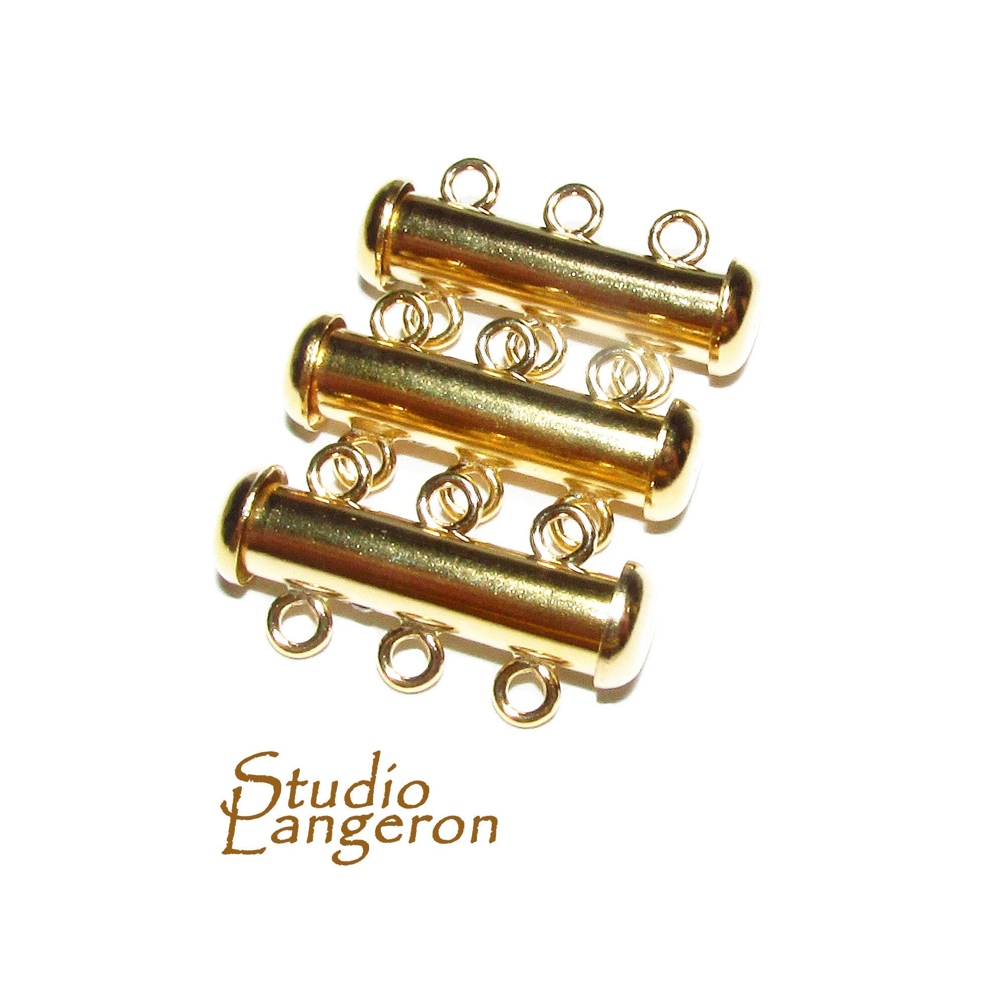 14K Yellow Gold Filled Tube Bar Clasp 3-Hole size 4.3x20 mm, Gold Filled Clasps, Slide Clasp, Jewelry making, Tube Slide Clasp - 1 piece