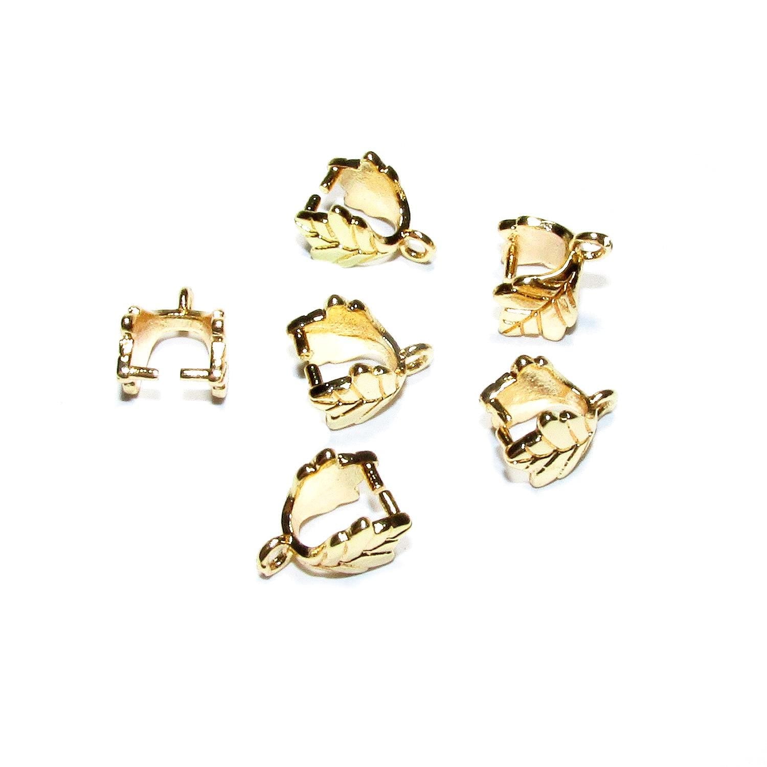 14K Yellow Gold Filled Decorative Pinch Pendant Bail size 7.5x6.0mm, Jewelry Making, Bail gold filled - 1 piece