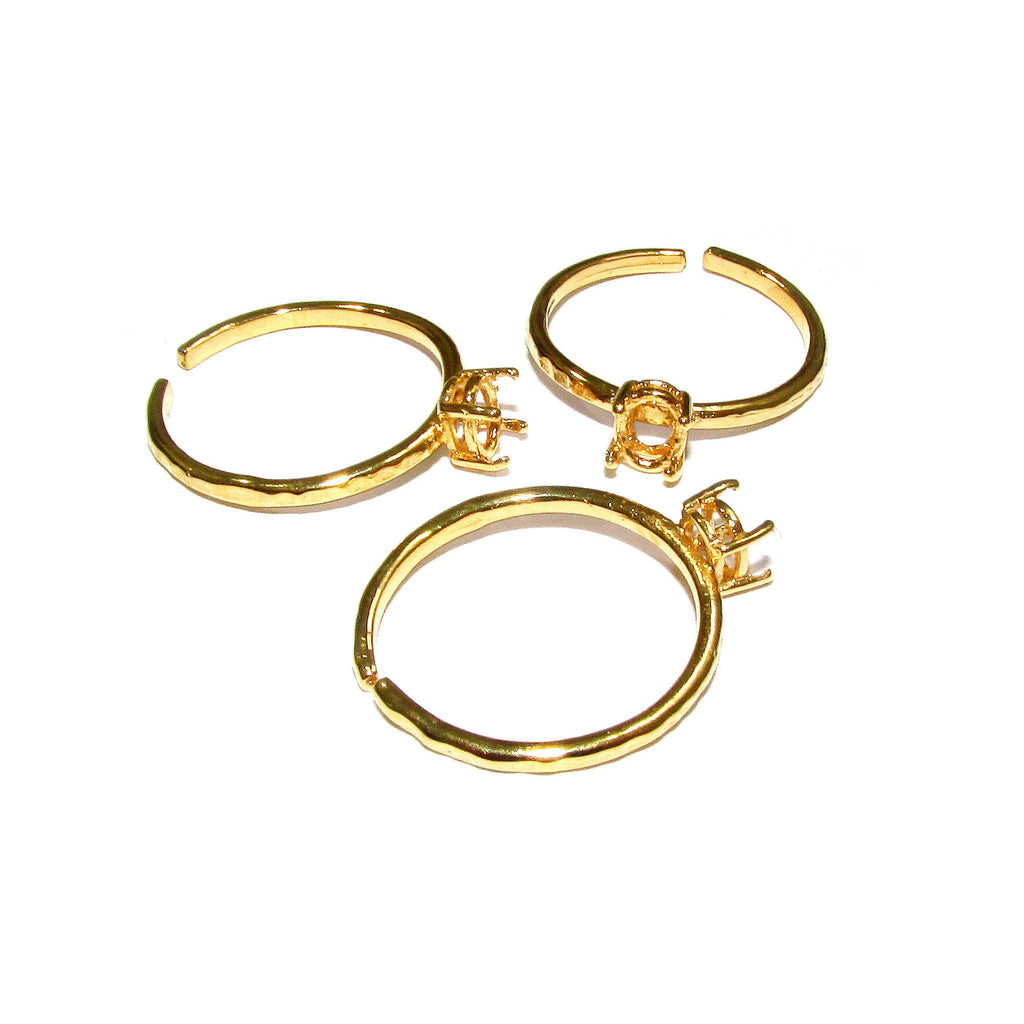 14K Yellow gold filled open blank ring with 4-prong setting 4x6 mm, Base ring, ring gold filled, Jewelry making, Setting, Mounting - 1 piece