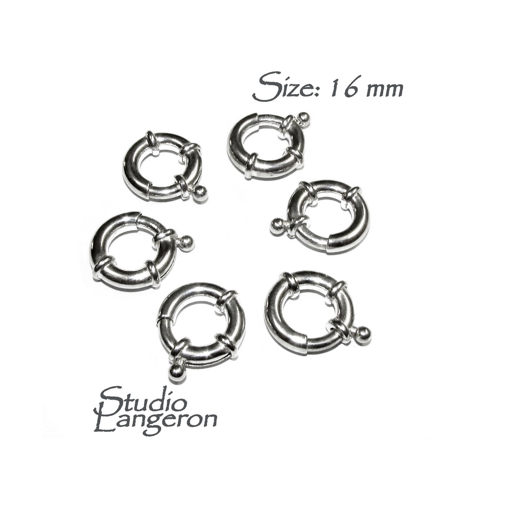 925 Sterling Silver Spring ring Clasps sizes 16 mm, Spring ring clasp, Jewelry making, Sterling silver, 925 Silver clasp, Clasp - 1 piece