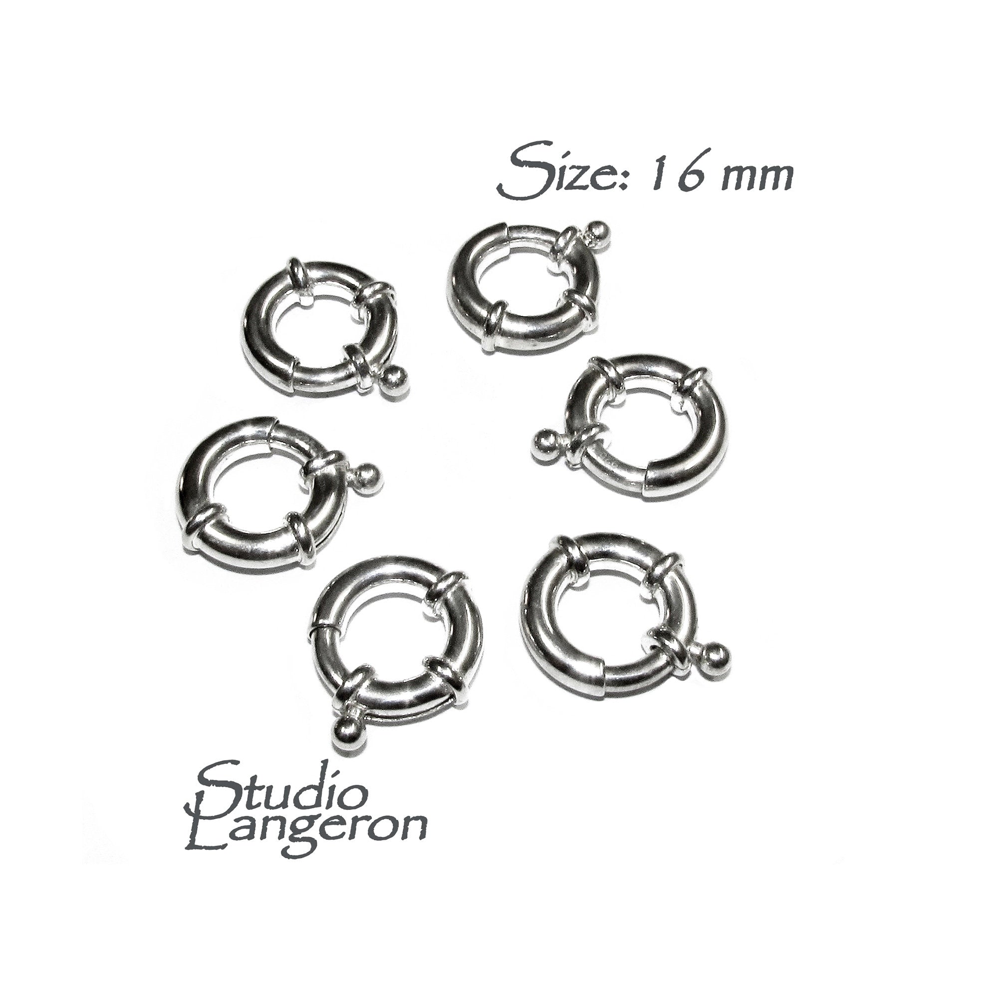 925 Sterling Silver Spring ring Clasps sizes 16 mm, Spring ring clasp, Jewelry making, Sterling silver, 925 Silver clasp, Clasp - 1 piece