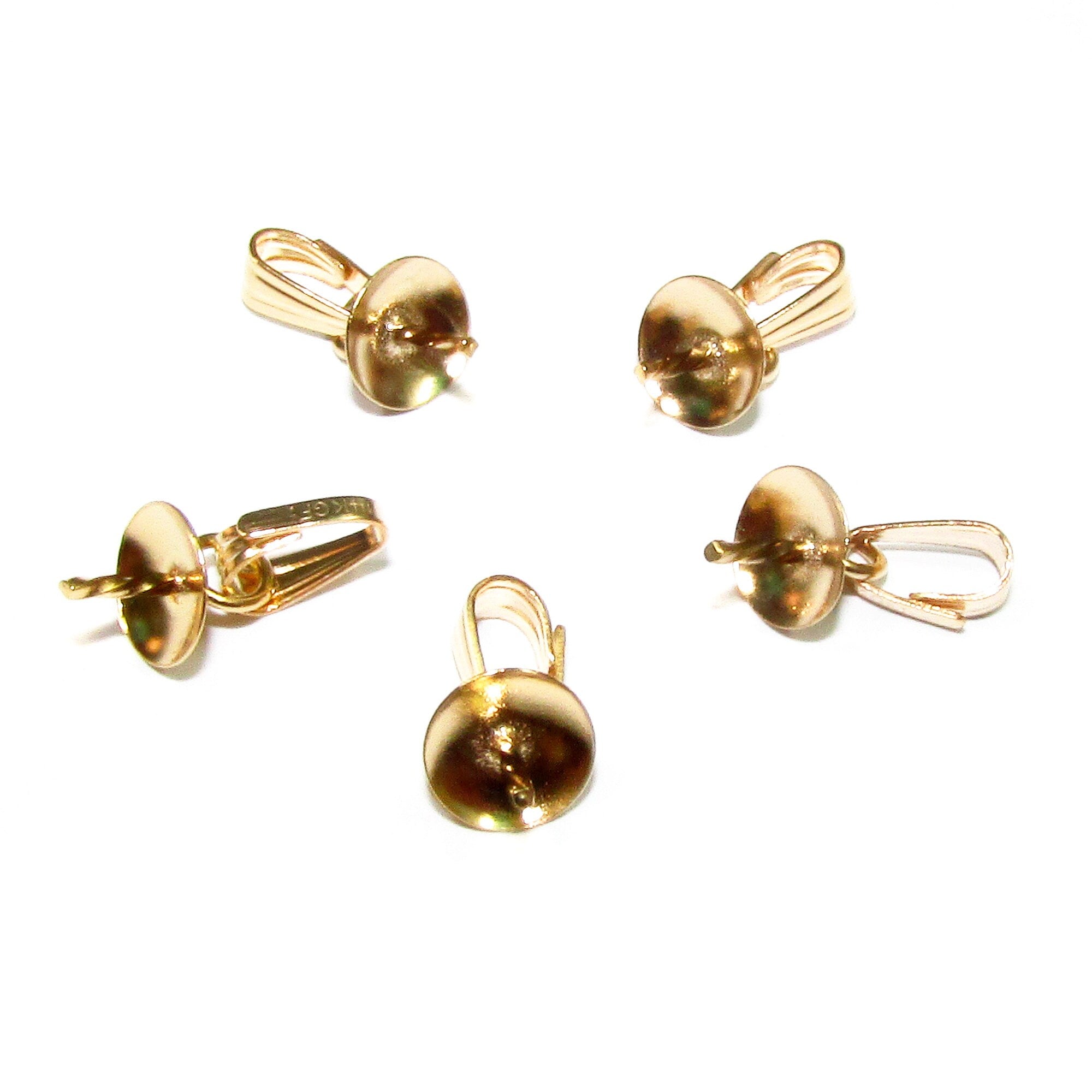 14K yellow gold filled snap-on bail and bead cap 5 mm, Jewelry making, Bail snap-on gold filled, Bail findings, Gold filled - 1 piece