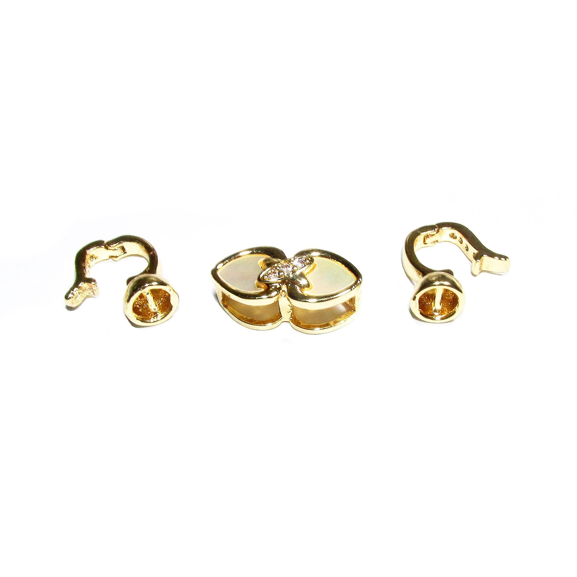 14K Yellow Gold filled Hook Eye Clasps Large with mother of pearl, Gold Filled Hook Eye clasp, Jewelry making, Gold Filled clasp - 1 piece