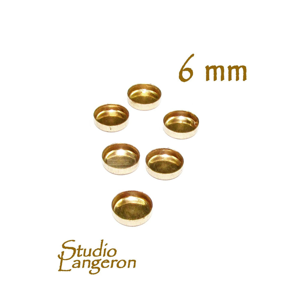 14K Yellow Gold Filled Round Bezel Cups 6.0mm - 5 pcs