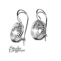 10 mm size 925 sterling silver blank earrings with bezel cup, Jewelry making, Setting, bezel cup, base earrings - 1 pair (2 pieces)
