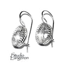 10 mm size 925 sterling silver blank earrings with bezel cup, Jewelry making, Setting, bezel cup, base earrings - 1 pair (2 pieces)