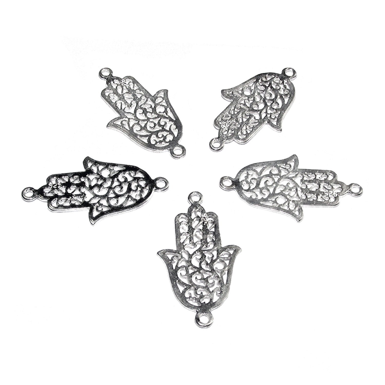 925 Sterling silver large hamsa connector size 2.4x1.3 cm, Hamsa link component, Jewelry making, Connector, Jewelry connector - 1 piece