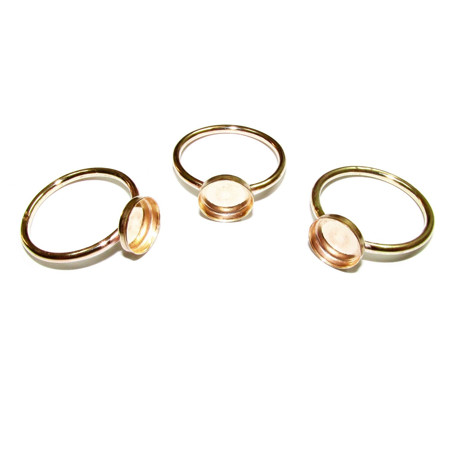 14K Yellow solid gold blank ring with bezel cup 7 mm size 4 - 10, Base ring, Solid gold ring, bezel cup, Jewelry making, Setting - 1 piece