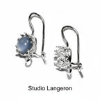 925 sterling silver blank earrings with bezel cup and closet ring size 6-14mm, model 1023H, Jewelry making, Setting - 1 pair (2 pieсes)