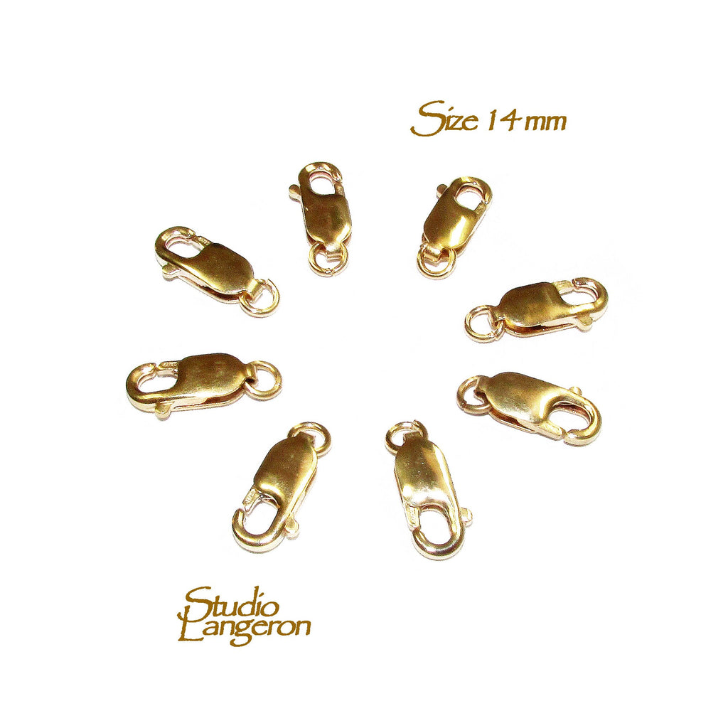 14 mm 14K Yellow Gold Filled Oval Lobster Clasp with open ring, Clasp, Gold Filled Clasps, Lobster clasps, Jewelry making - 1 piece