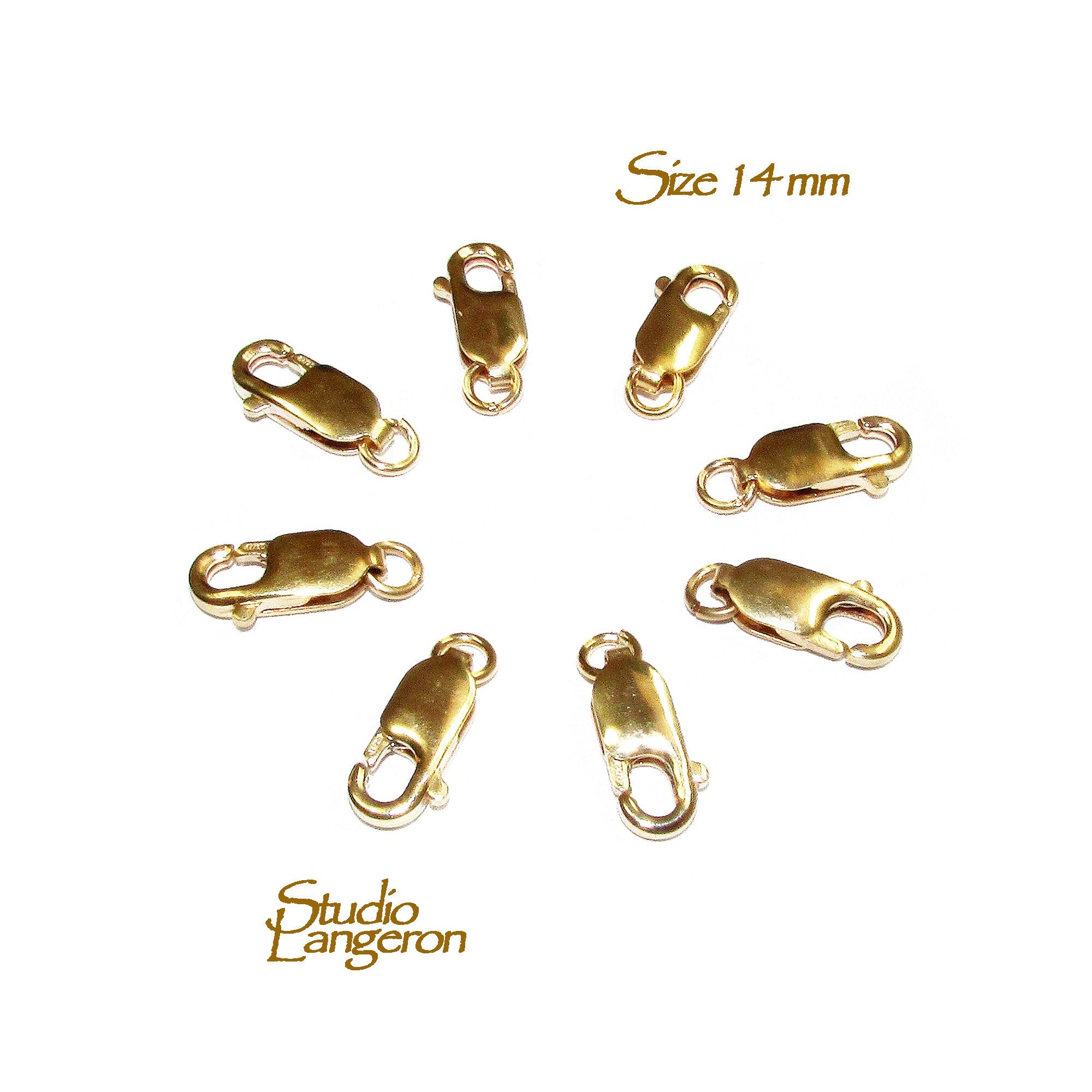 14 mm 14K Yellow Gold Filled Oval Lobster Clasp with open ring, Clasp, Gold Filled Clasps, Lobster clasps, Jewelry making - 1 piece