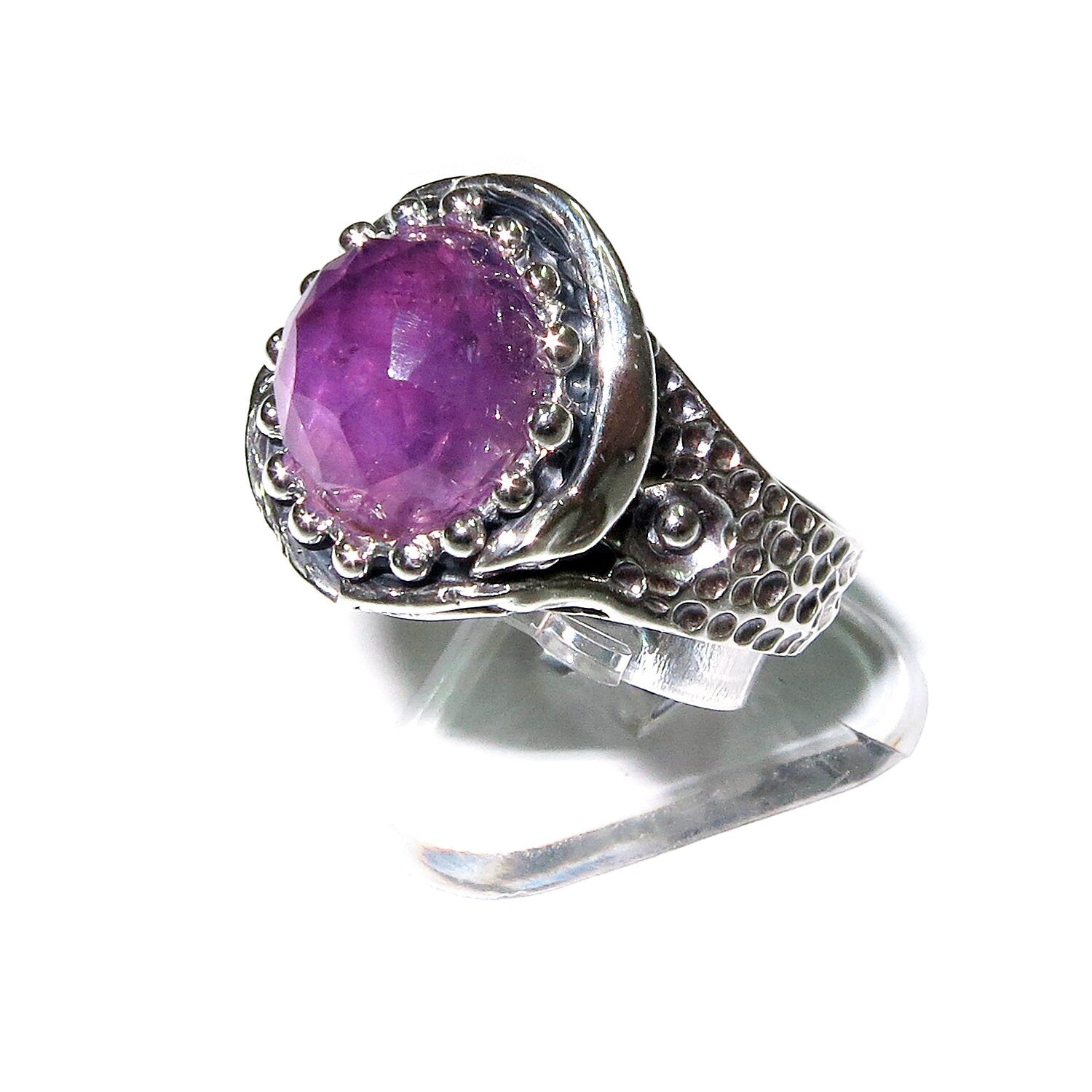 Amethyst ring 925 sterling silver, size 6 1/2, Handmade ring, single copy, Statement ring, Natural amethyst, silver ring, gemstone