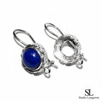 10 mm 925 sterling silver blank earrings with bezel cup and closed ring, Jewelry making, Setting, bezel cup,base earrings - 1 pair (2 piece)