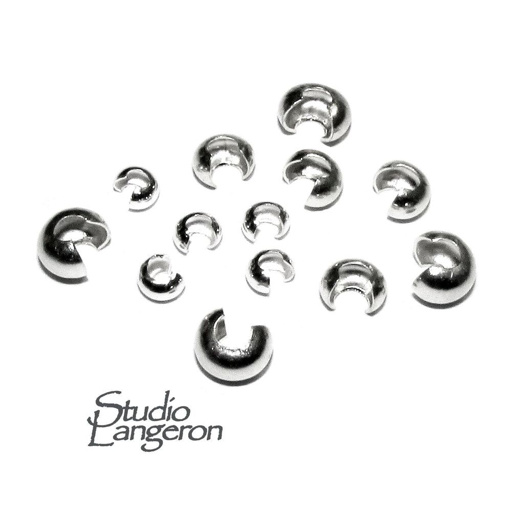 925 Sterling Silver Crimp Bead Covers size 3, 4, 5 mm, Silver crimp beads, Jewelry making, Silver findings, Sterling silver - 1 piece