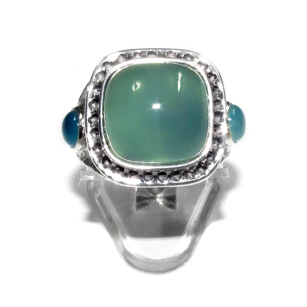 Statement Aqua chalcedony ring 925 sterling silver size 7, Handmade ring, single copy, Aqua chalcedony, Ring, gemstone, Silver ring