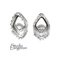 925 Sterling Silver Blank earrings size 14x9 mm with marquise Bezel cup, Jewelry making, Setting, Base Earrings post - 1 pair (2 pieces)