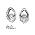 925 Sterling Silver Blank earrings size 14x9 mm with marquise Bezel cup, Jewelry making, Setting, Base Earrings post - 1 pair (2 pieces)