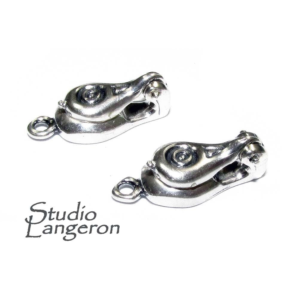 925 Sterling Silver Fold-Over Magnetic Clasp, Magnetic clasp, Clasp, Silver clasp, Round clasp, Jewelry making, 925 silver clasp - 1 piece