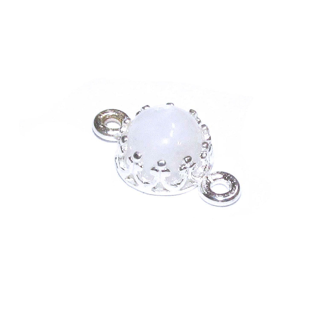 925 Sterling Silver natural moonstone round Link Connector size 14x7mm, Natural moonstone silver link, Jewelry making, Connector - 1 piece