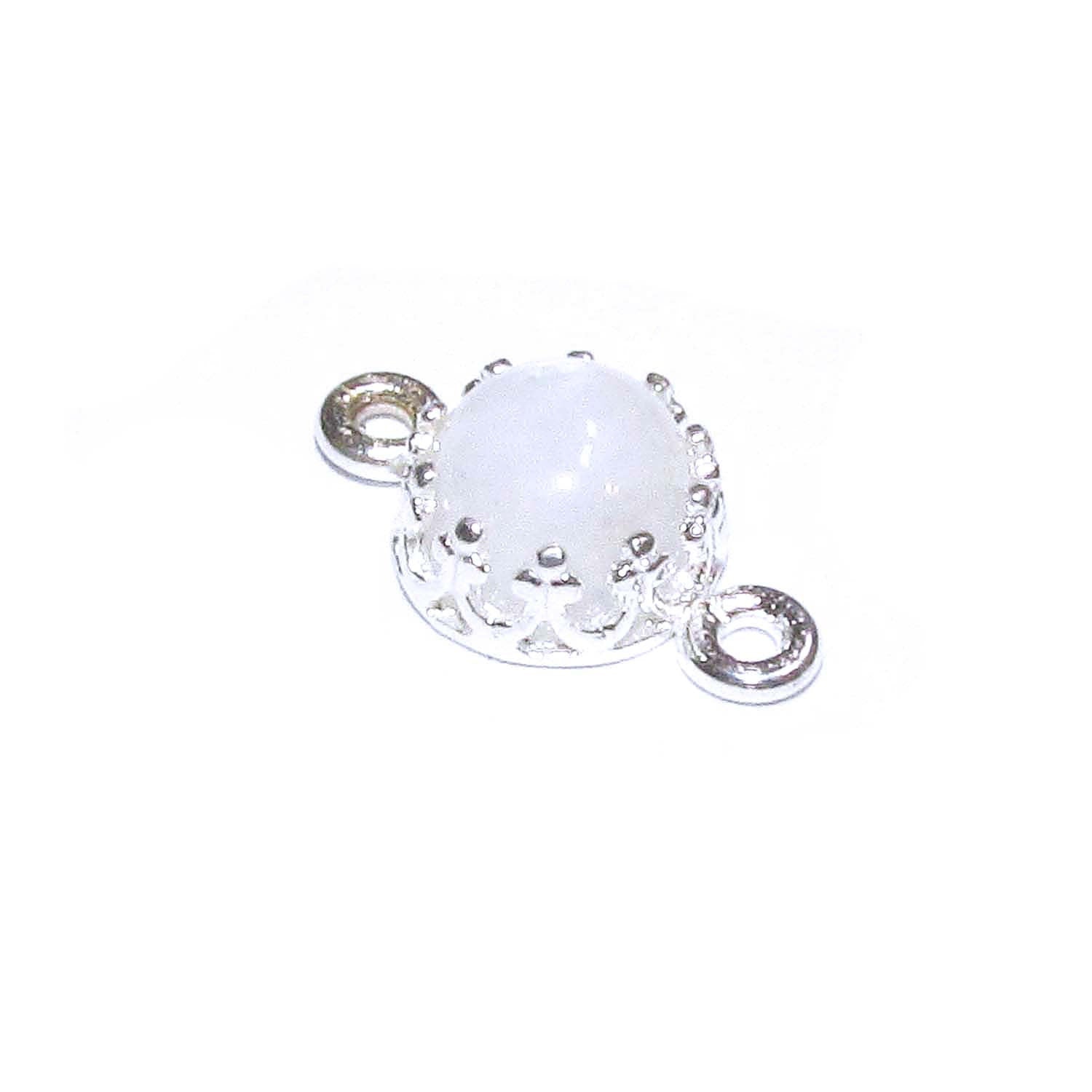 925 Sterling Silver natural moonstone round Link Connector size 14x7mm, Natural moonstone silver link, Jewelry making, Connector - 1 piece