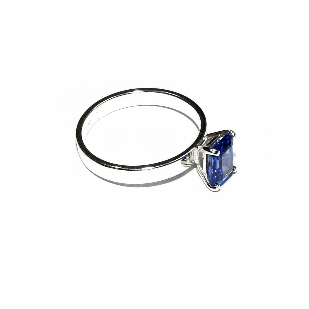 925 sterling silver blank ring with rectangular 4-Prong Setting 4x6mm size 4-11, Jewelry making, base ring, Setting, Prong setting - 1 piece