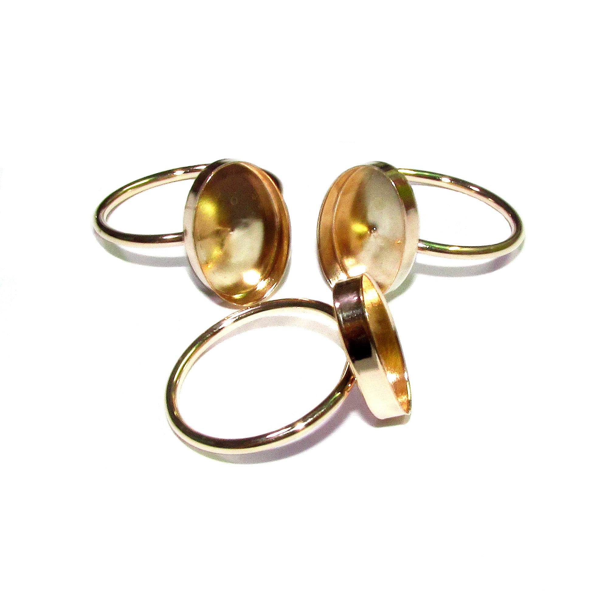 14K Yellow gold filled blank ring with bezel cup 10x14mm size 4 - 11 Base ring, Bezel cup, Setting, Jewelry making, Ring setting - 1 piece