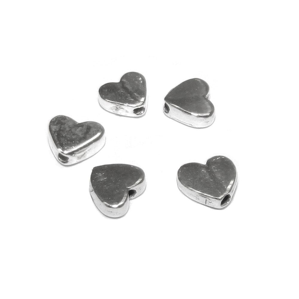 925 Sterling silver Heart flat beads size 5.7x2.2 mm, Flat beads, Beads for bracelets, 925 Silver beads, Jewelry making, Beads - 1 piece