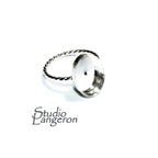 925 sterling silver twisted blank ring with bezel cup 10x14mm size 4, 5, 6, 7, 8, 9, 10, 11, bezel cup, base ring, Jewelry making - 1 piece