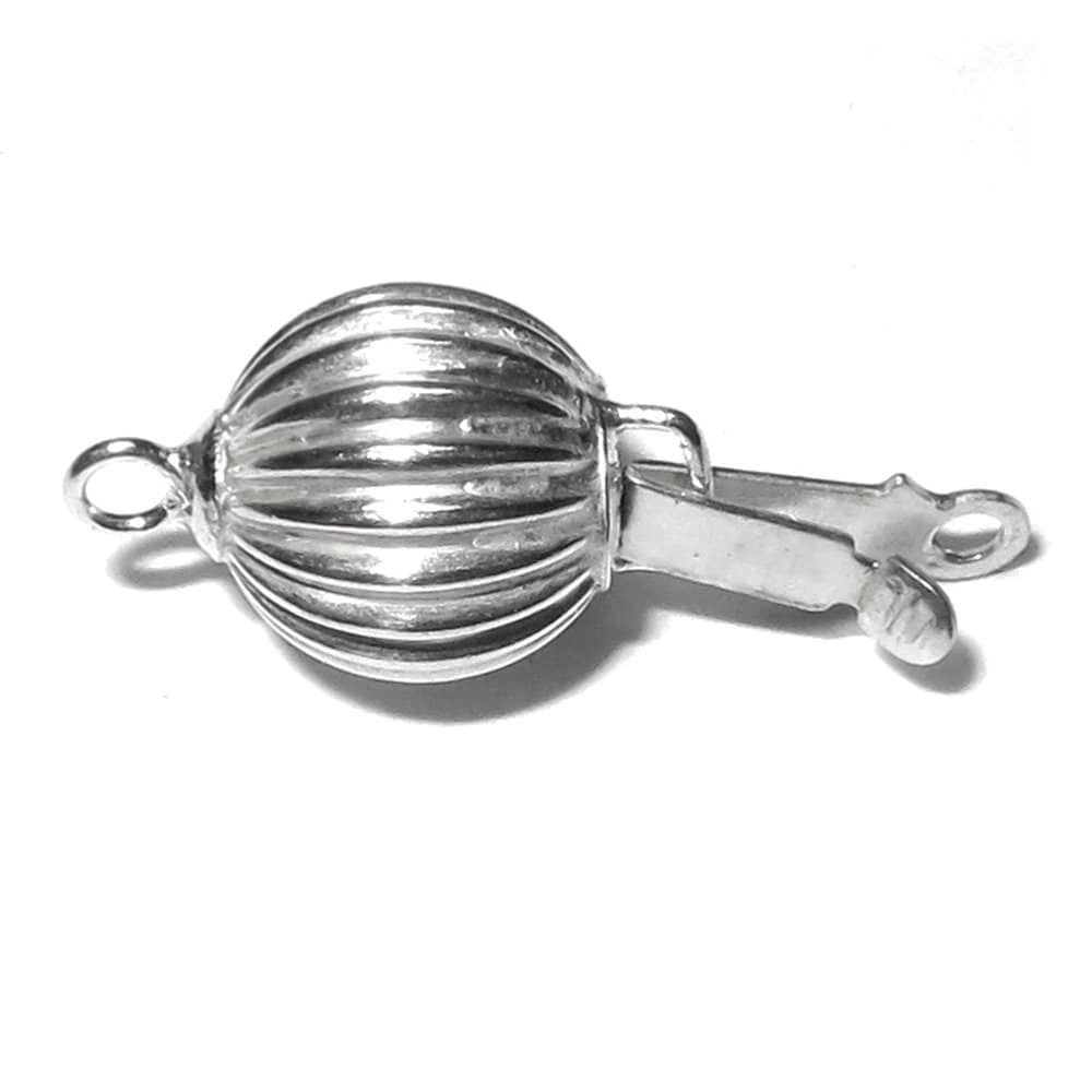 925 Sterling silver Bead Corrugated Safety Clasp size 6 mm, Silver bead clasp, Jewelry making, Silver Clasp, 925 Sterling silver - 1 piece
