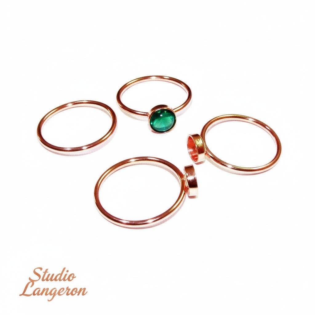 14K Rose solid gold blank ring with bezel cup 6 mm size 4 - 10, Base ring, Rose gold ring, bezel cup, Jewelry making, Setting - 1 piece