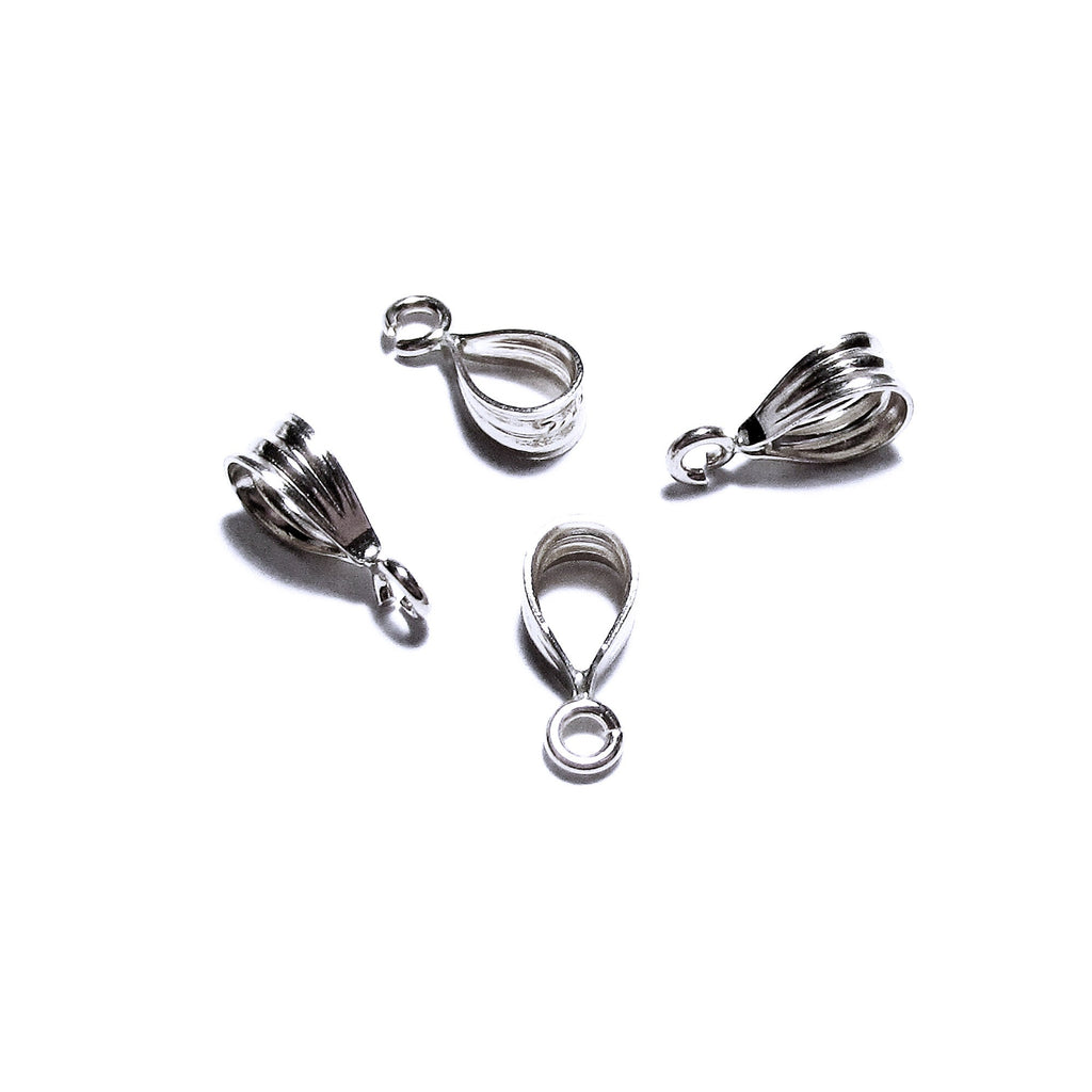14K Solid gold grooved bail With fixed open ring size 9.5x3.0 mm - 1 piece