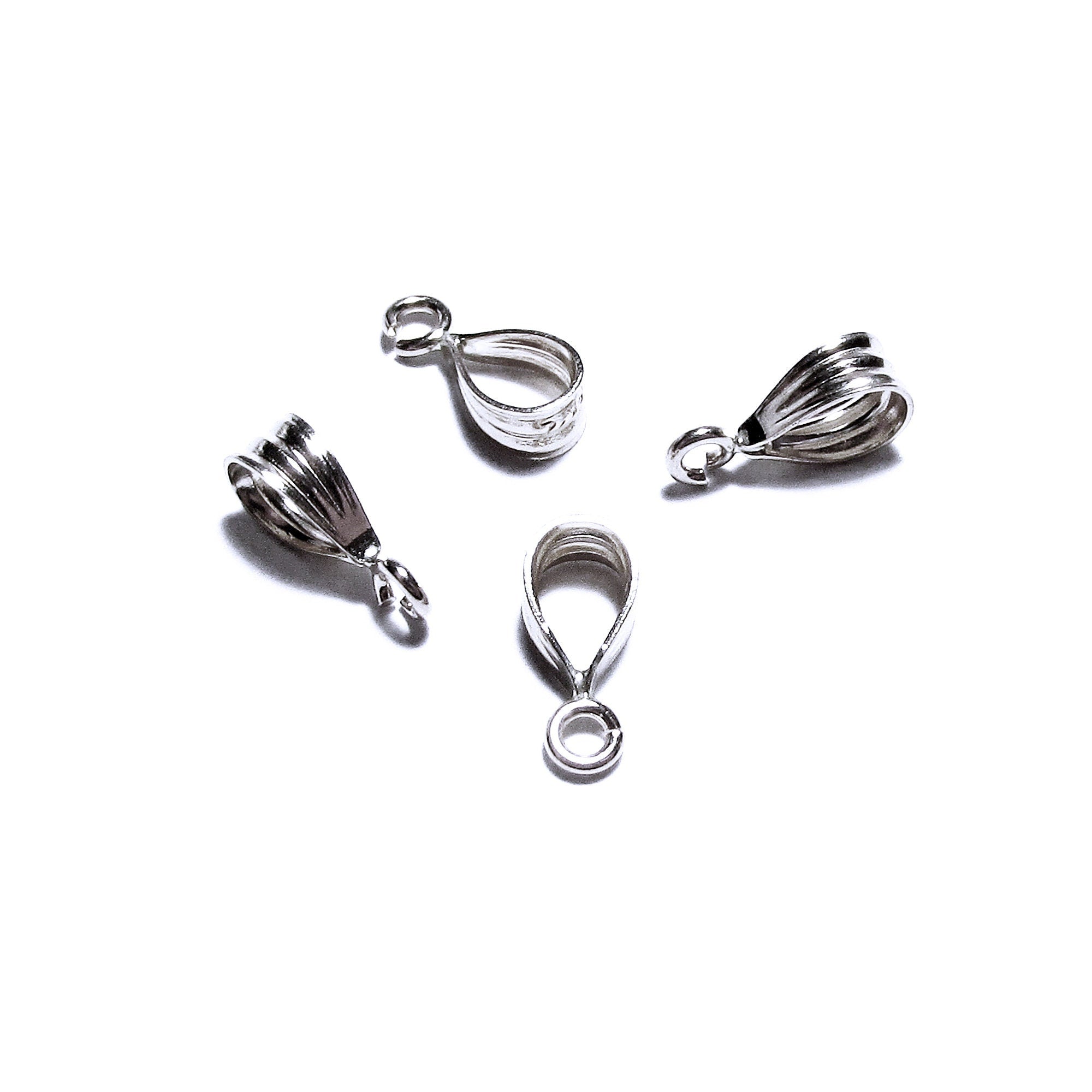 14K Solid gold grooved bail With fixed open ring size 9.5x3.0 mm - 1 piece