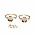 14K Yellow gold filled decorative blank ring with bezel cup 8mm size 4 - 11, Base ring, Bezel cup, Setting, Jewelry making - 1 piece