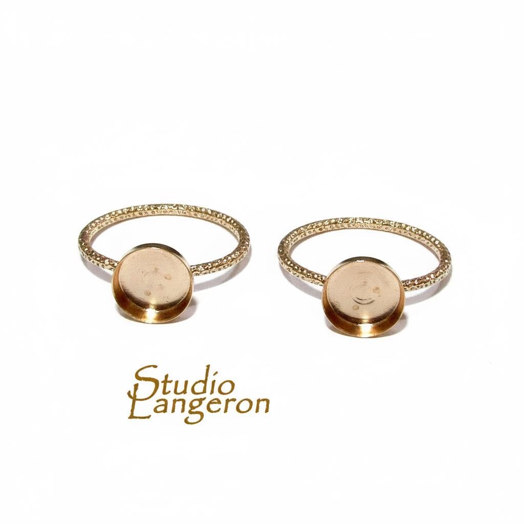 14K Yellow gold filled decorative blank ring with bezel cup 8mm size 4 - 11, Base ring, Bezel cup, Setting, Jewelry making - 1 piece