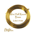 Jeweler's Brass Half-Round Soft Wire thickness 2.0x1.4 mm (12GA), Wire Wrapping, Jewelry making, Brass Half Round wire – 1 meter (3.30 ft)