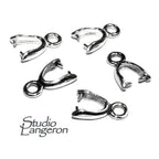 925 Sterling silver Small Pinch Pendant Bail with Ring, silver Bail, Bail finding, Jewelry makingr, bail for pendant - 1 piece