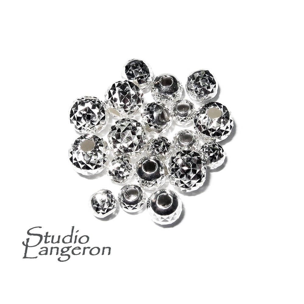 925 sterling silver diamond cut shiny beads sizes 6 mm, diamond cut beads, Jewelry making, round beads, silver findings - 1 piece