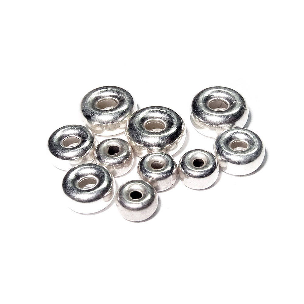 925 Sterling Silver Rondelle Beads Sizes 3-12 mm, Beads, Silver beads, Rondelle beads, Spacer Beads, Jewelry making, Silver - 1 piece