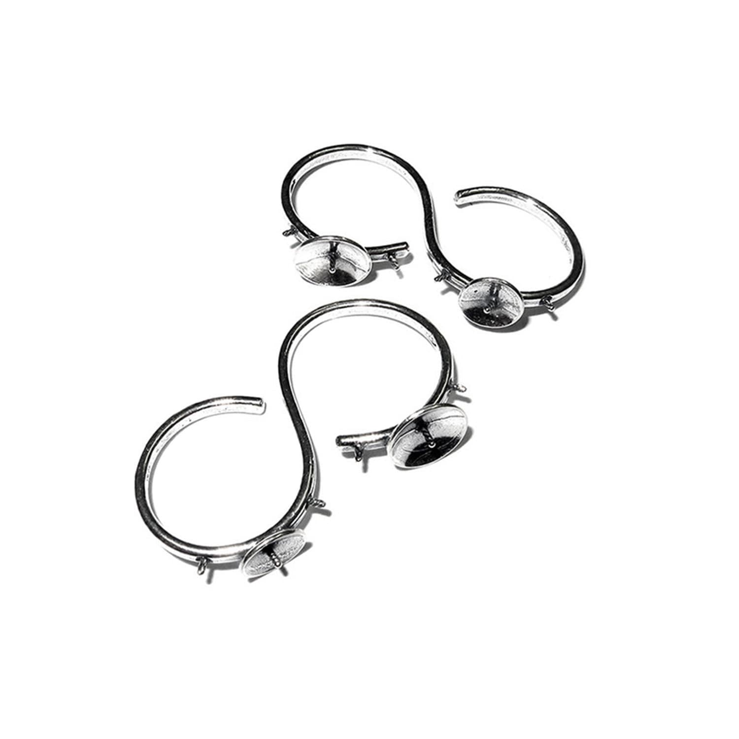 925 sterling silver Two Fingers open blank ring for pearls, silver ring, base ring, ring, sterling silver, Jewelry making, Setting - 1 piece